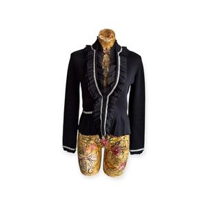 White House Black Market blazer ruffles medium business office Retro cardigan